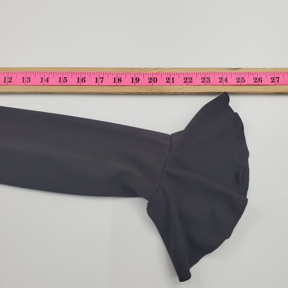 Express Womens Long Bell Sleeve Surplice Ruffle Dress Sz 5/6 Brown Midi V-Neck - Picture 13 of 14